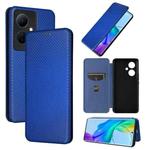 For vivo V29 Lite Carbon Fiber Texture Flip Leather Phone Case(Blue)