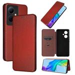 For vivo V29 Lite Carbon Fiber Texture Flip Leather Phone Case(Brown)