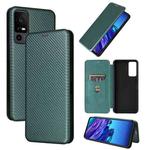 For TCL 40 XL Carbon Fiber Texture Flip Leather Phone Case(Green)