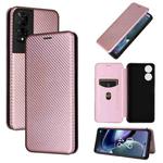 For TCL 50 5G Carbon Fiber Texture Flip Leather Phone Case(Pink)