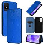 For TCL 502 Carbon Fiber Texture Flip Leather Phone Case(Blue)