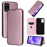 For TCL 502 Carbon Fiber Texture Flip Leather Phone Case(Pink)