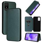 For TCL 502 Carbon Fiber Texture Flip Leather Phone Case(Green)