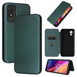 For TCL 501 Carbon Fiber Texture Flip Leather Phone Case(Green)