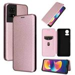 For TCL 50 LE 5G Carbon Fiber Texture Flip Leather Phone Case(Pink)