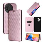 For TCL 60R 5G / 60 5G Carbon Fiber Texture Flip Leather Phone Case(Pink)