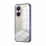 For Realme 10 Pro+ Transparent Plating Fine Hole Phone Case(Purple)