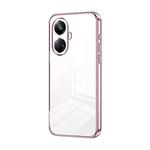 For Realme 10 Pro+ Transparent Plating Fine Hole Phone Case(Pink)