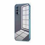 For Realme V15 / X7 India Transparent Plating Fine Hole Phone Case(Blue)