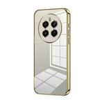 For Realme 12+ Transparent Plating Fine Hole Phone Case(Gold)