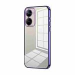 For Realme V30t Transparent Plating Fine Hole Phone Case(Purple)
