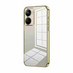 For Realme V30t Transparent Plating Fine Hole Phone Case(Gold)