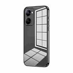 For Realme V30t Transparent Plating Fine Hole Phone Case(Black)