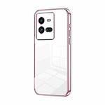 For vivo iQOO 10 Pro Transparent Plating Fine Hole Phone Case(Pink)