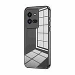 For vivo iQOO 10 Pro Transparent Plating Fine Hole Phone Case(Black)