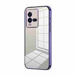 For vivo iQOO 10 Transparent Plating Fine Hole Phone Case(Purple)