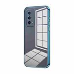 For vivo iQOO Z5 Transparent Plating Fine Hole Phone Case(Blue)