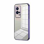 For vivo iQOO 8 Pro Transparent Plating Fine Hole Phone Case(Purple)