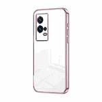 For vivo iQOO 8 Pro Transparent Plating Fine Hole Phone Case(Pink)