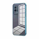 For vivo iQOO 8 Transparent Plating Fine Hole Phone Case(Blue)