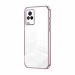 For vivo iQOO 7 Transparent Plating Fine Hole Phone Case(Pink)