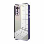 For vivo iQOO 5 Transparent Plating Fine Hole Phone Case(Purple)