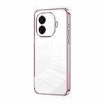 For vivo iQOO Z9 Turbo Transparent Plating Fine Hole Phone Case(Pink)