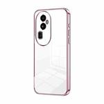 For OPPO Reno10 Pro+ Transparent Plating Fine Hole Phone Case(Pink)