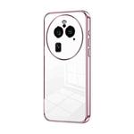 For OPPO Find X6 Pro Transparent Plating Fine Hole Phone Case(Pink)