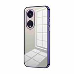 For OPPO Reno8 T 5G Transparent Plating Fine Hole Phone Case(Purple)