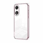 For OPPO A58 5G / A58x 5G Transparent Plating Fine Hole Phone Case(Pink)