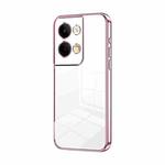 For OPPO Reno9 / Reno9 Pro Transparent Plating Fine Hole Phone Case(Pink)