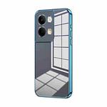 For OPPO Reno9 / Reno9 Pro Transparent Plating Fine Hole Phone Case(Blue)