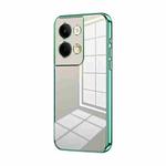 For OPPO Reno9 / Reno9 Pro Transparent Plating Fine Hole Phone Case(Green)
