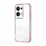 For OPPO Reno9 Pro+ Transparent Plating Fine Hole Phone Case(Pink)