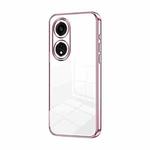 For OPPO A1 Pro Transparent Plating Fine Hole Phone Case(Pink)
