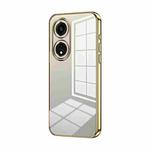 For OPPO A1 Pro Transparent Plating Fine Hole Phone Case(Gold)
