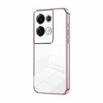 For OPPO Reno8 Pro+ Transparent Plating Fine Hole Phone Case(Pink)