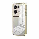 For OPPO Reno8 Pro+ Transparent Plating Fine Hole Phone Case(Gold)