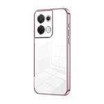 For OPPO Reno8 Transparent Plating Fine Hole Phone Case(Pink)