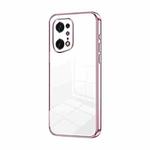 For OPPO Find X5 Pro Transparent Plating Fine Hole Phone Case(Pink)