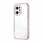 For OPPO Find X5 Transparent Plating Fine Hole Phone Case(Pink)