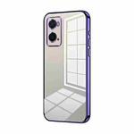 For OPPO A36 / A76 / A96 4G Global Transparent Plating Fine Hole Phone Case(Purple)