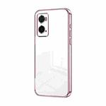 For OPPO A36 / A76 / A96 4G Global Transparent Plating Fine Hole Phone Case(Pink)