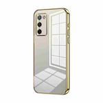 For OPPO A55 5G / A56 / A53s 5G Transparent Plating Fine Hole Phone Case(Gold)