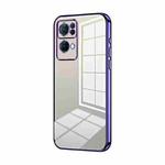 For OPPO Reno7 Pro Transparent Plating Fine Hole Phone Case(Purple)