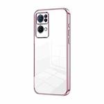 For OPPO Reno7 Pro Transparent Plating Fine Hole Phone Case(Pink)