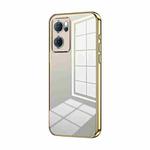 For OPPO Reno7 5G Transparent Plating Fine Hole Phone Case(Gold)