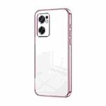 For OPPO Reno7 SE Transparent Plating Fine Hole Phone Case(Pink)