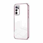 For OPPO A16 / A16s / A54s Transparent Plating Fine Hole Phone Case(Pink)